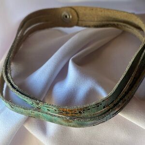 Leather Choker Necklace Turquoise with gold/black accents